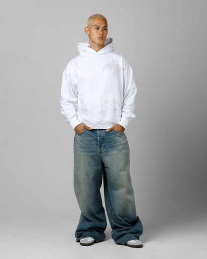 Opaque Rhinestone Premium Hoodie Off White