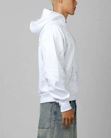 Opaque Rhinestone Premium Hoodie Off White