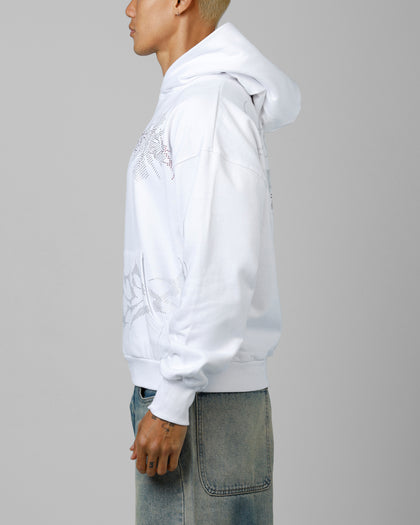 Opaque Rhinestone Premium Hoodie Off White