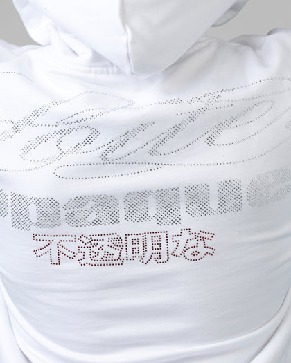 Opaque Rhinestone Premium Hoodie Off White