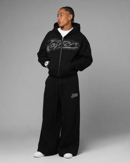 Loiter Silicone Rhinestone Zip Hoodie Black