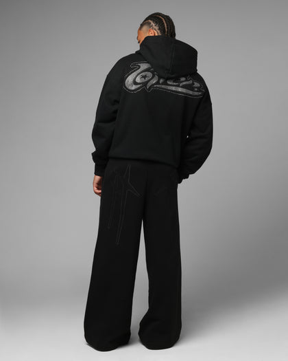 Loiter Silicone Rhinestone Zip Hoodie Black