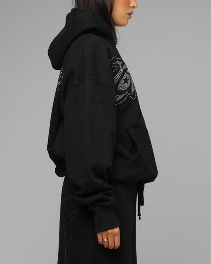 Loiter Silicone Rhinestone Zip Hoodie Black