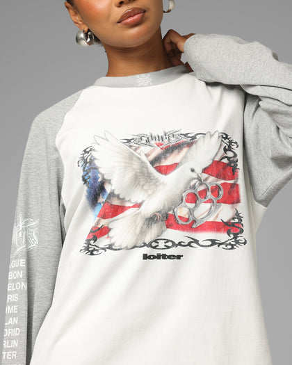 American Dream Long Sleeve T-Shirt Off White/Grey
