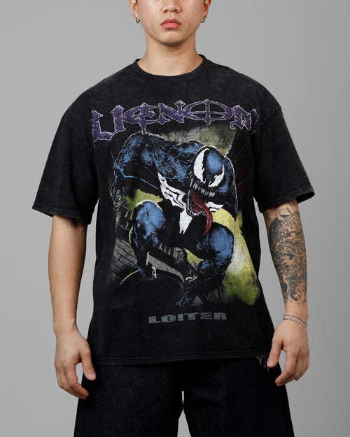 Marvel Venom Vintage T-Shirt Black Acidwash