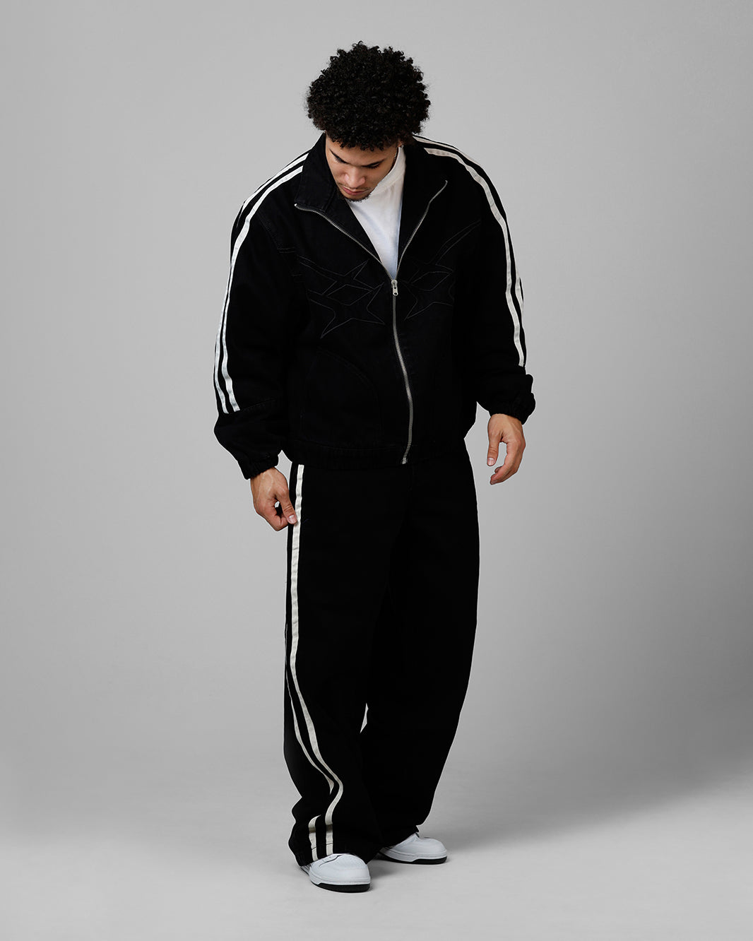 TRACK STAR DENIM JEANS - Black | Loiter