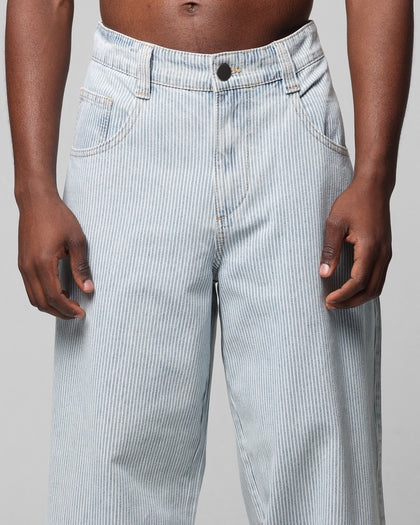 COLLATERAL BAGGY JEANS - Blue Pin Stripe