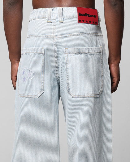 COLLATERAL BAGGY JEANS - Blue Pin Stripe