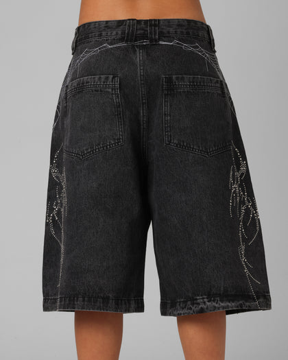 Goth Clique Jorts Black