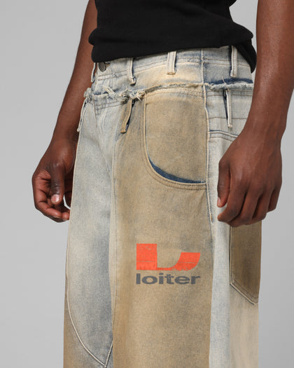 Loiter Layered Western Jeans Blue Wash