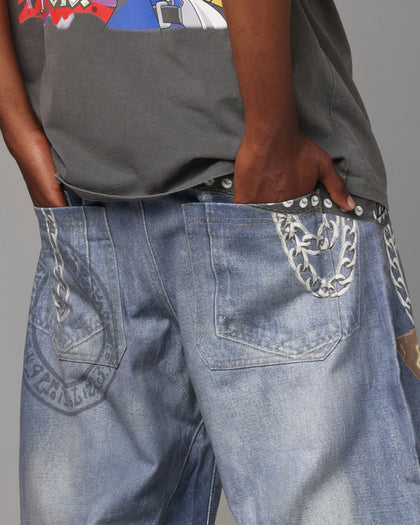 Loiter X Yu-Gi-Oh! Printed Yugi Denim Jeans Denim Blue