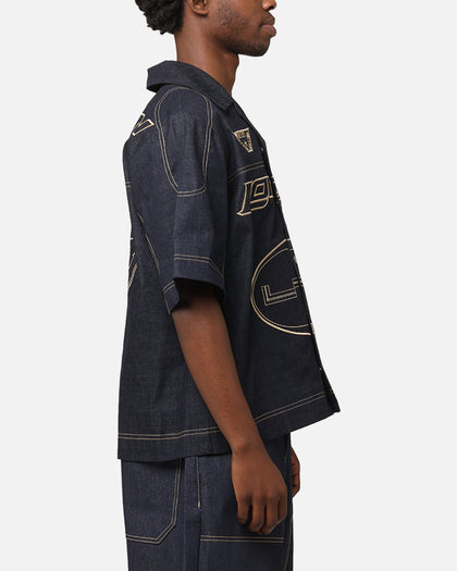 Loiter Motor Denim Button Up Shirt Indigo
