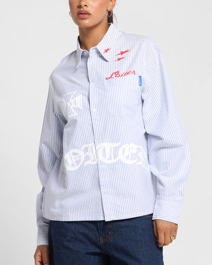 Loiter Chopper Long Sleeve Shirt Blue/White