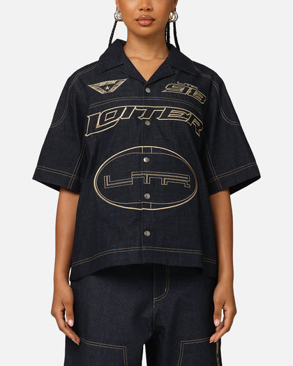Loiter Motor Denim Button Up Shirt Indigo