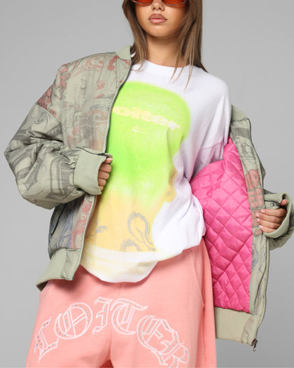 Loiter Spray Bomber Jacket Khaki