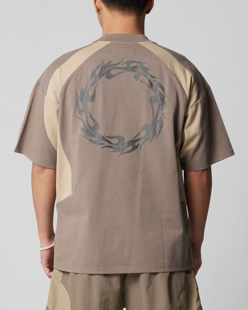 Loiter Subcultural Panel T-Shirt Brown