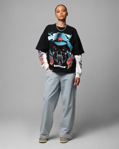 Loiter Collateral Baggy Jeans Blue Pin Stripe