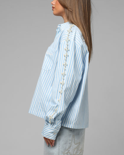 Loiter Pearl Button Up Shirt Blue Stripe