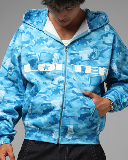 Loiter Digi Camo Zip Hoodie Blue Camo