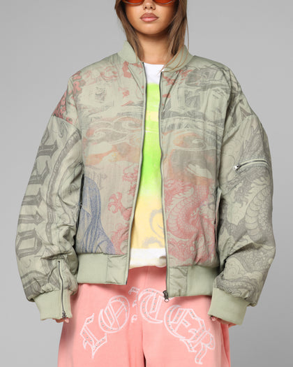 Loiter Spray Bomber Jacket Khaki