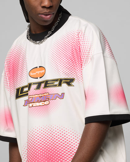 Loiter Motorway Sport T-Shirt Off White/Pink
