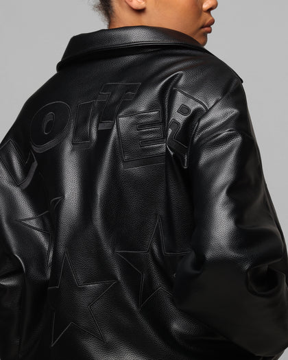 Loiter Solar Vegan Leather Varsity Jacket Black