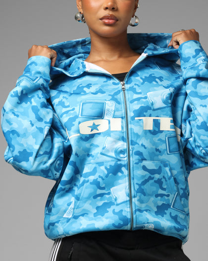Loiter Digi Camo Zip Hoodie Blue Camo