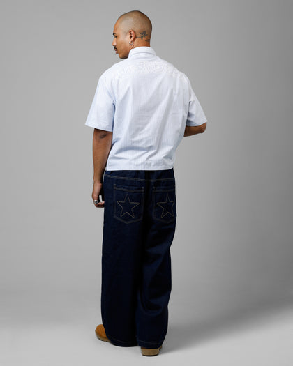 Loiter Chopper Work Shirt Blue/White
