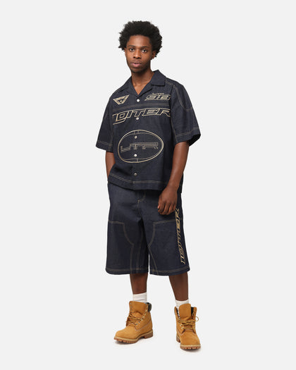 Loiter Motor Denim Button Up Shirt Indigo