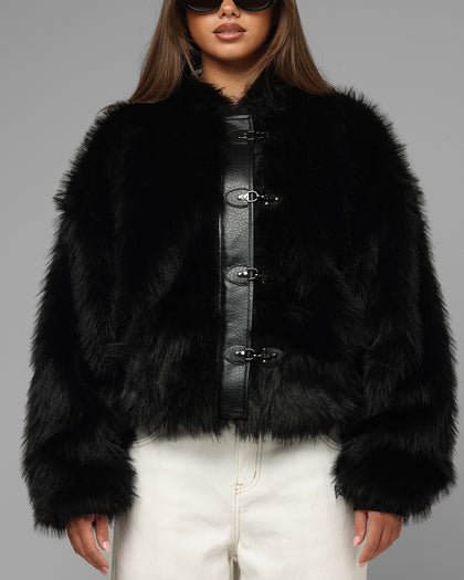 Loiter Eastern Bloc Fur Jacket Black
