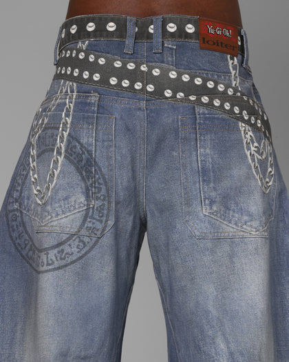 Loiter X Yu-Gi-Oh! Printed Yugi Denim Jeans Denim Blue