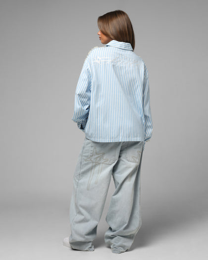 Loiter Pearl Button Up Shirt Blue Stripe