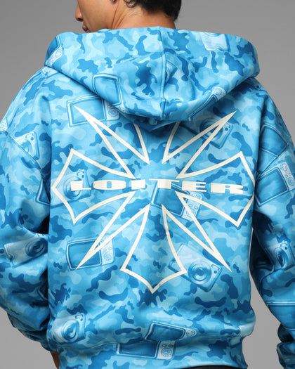 Loiter Digi Camo Zip Hoodie Blue Camo