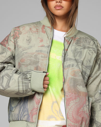 Loiter Spray Bomber Jacket Khaki
