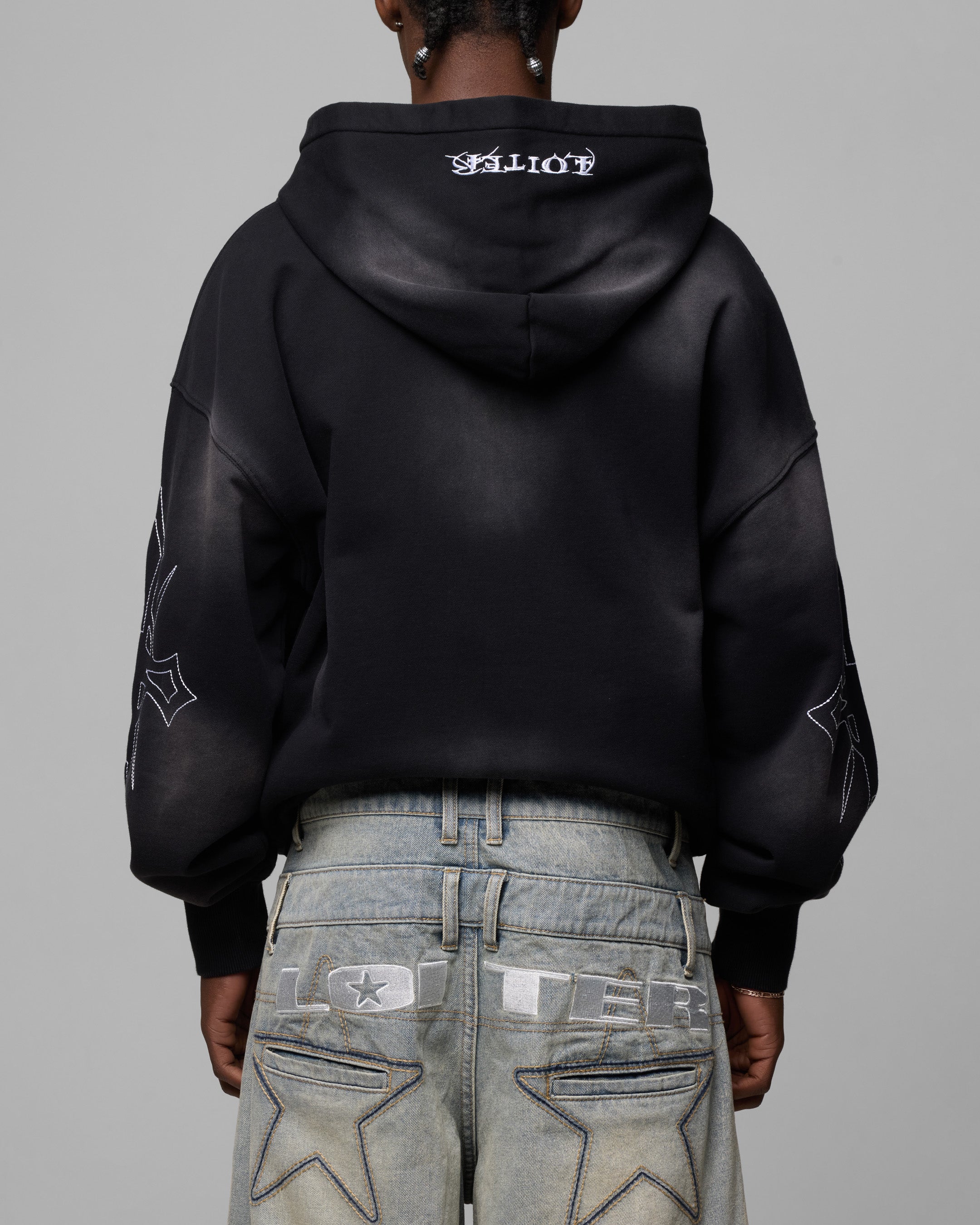 Loiter Atmosphere Full Zip Hoodie Washed Green