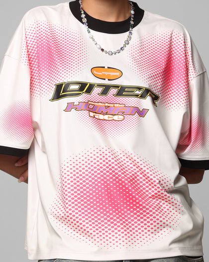Loiter Motorway Sport T-Shirt Off White/Pink