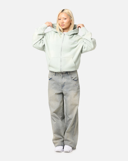 Loiter Atmosphere Full Zip Hoodie Washed Green