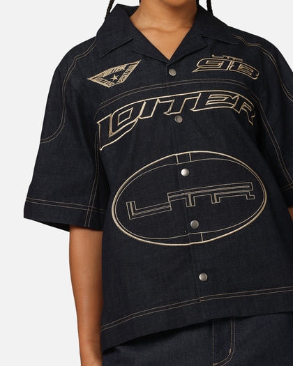 Loiter Motor Denim Button Up Shirt Indigo