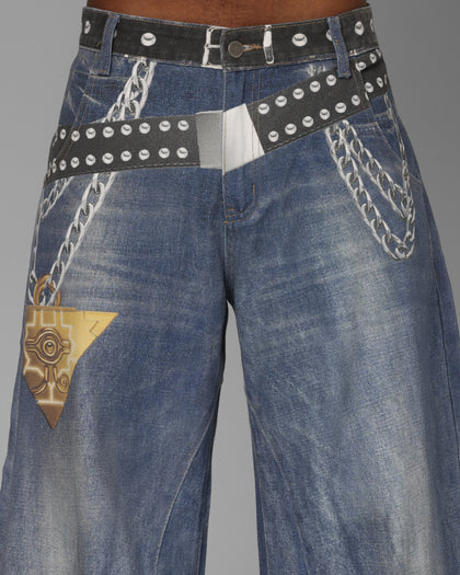Loiter X Yu-Gi-Oh! Printed Yugi Denim Jeans Denim Blue
