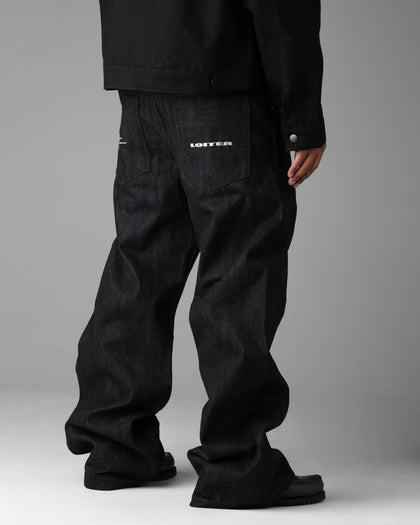 Loiter Selvedge Denim Boot Cut Jeans Black