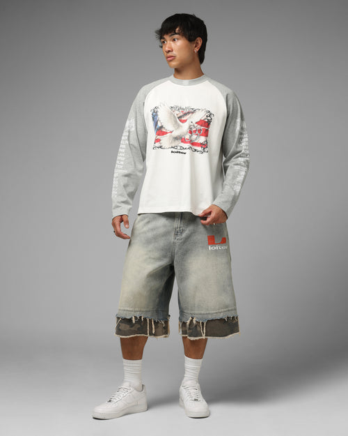 Loiter American Dream Long Sleeve T-Shirt Off White/Grey