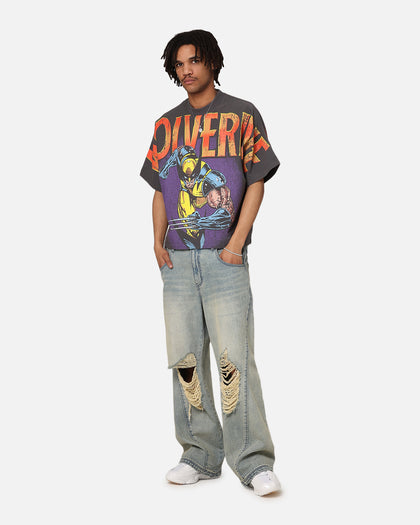 Loiter Marvel X-Men Wolverine Overprint T-Shirt Vintage Charcoal