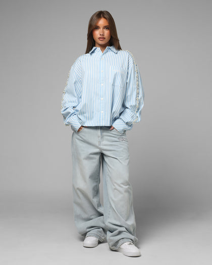 Loiter Pearl Button Up Shirt Blue Stripe