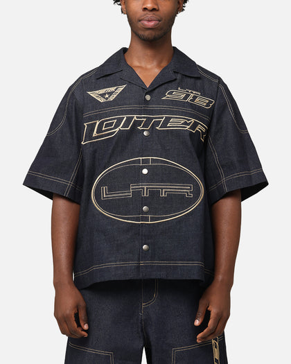 Loiter Motor Denim Button Up Shirt Indigo