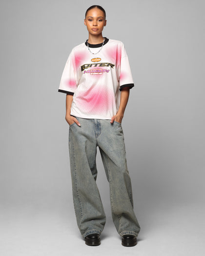 Loiter Motorway Sport T-Shirt Off White/Pink